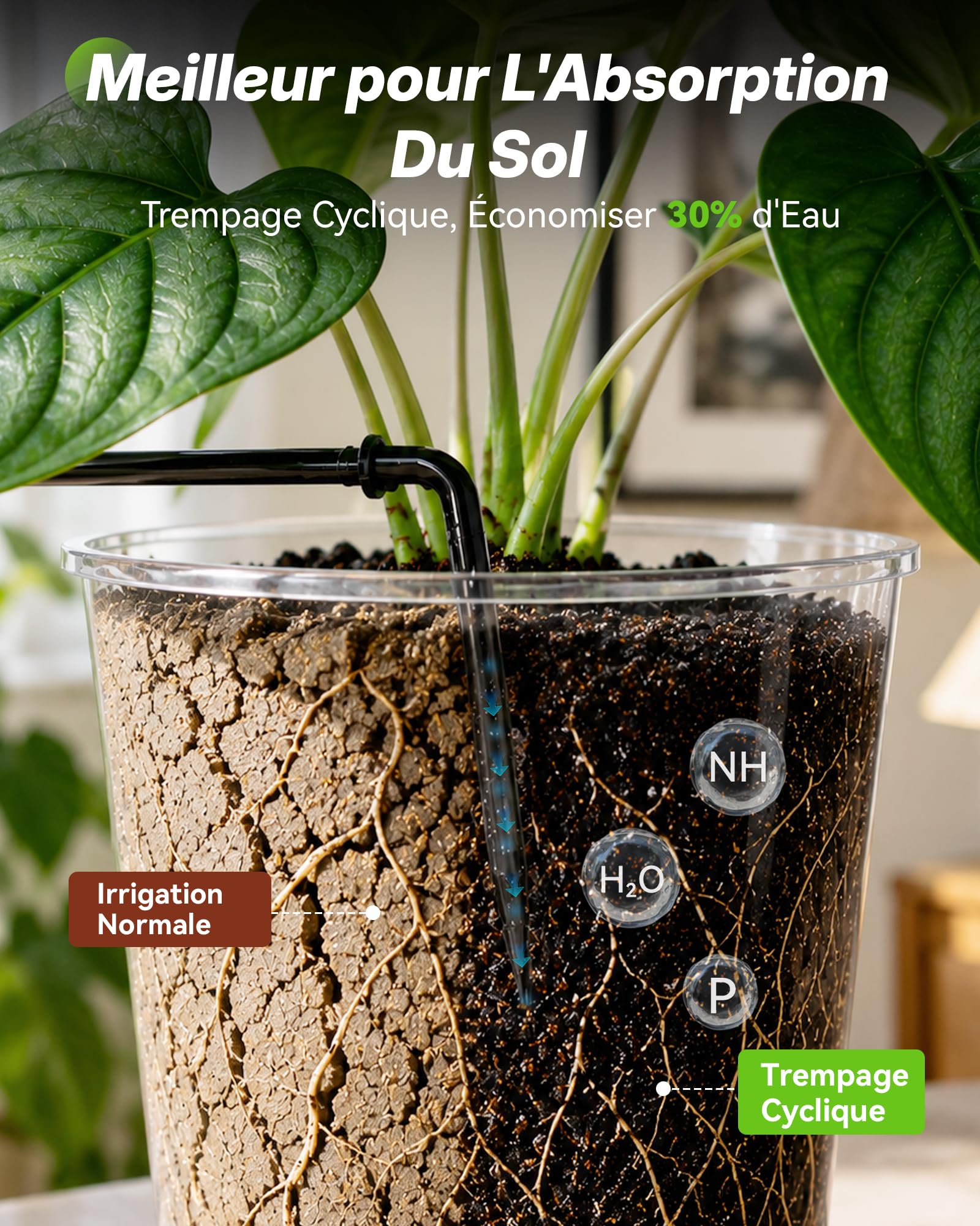 RAINPOINT Arrosage Automatique Interieur WiFi, Contrôle à Distance via APP, Arroseur Automatique pour Plantes d’Intérieur, Arrosage Goutte à Goutte avec Batterie Rechargeable, Jusqu’à 15 Plantes