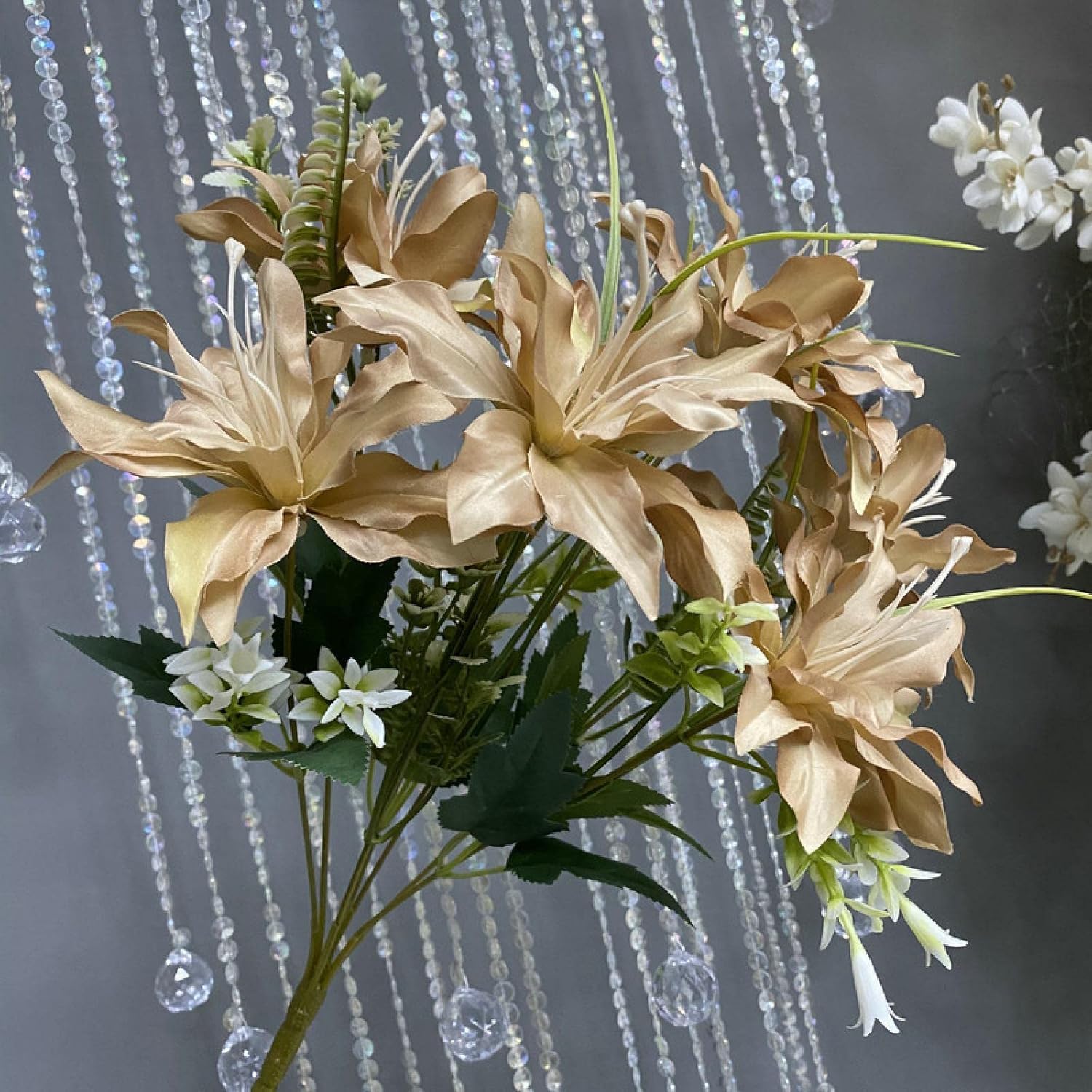 YATUOPNG Artificial Plant In Pot-Artificial Water Grass Lily Bouquet Champagne(Brown)