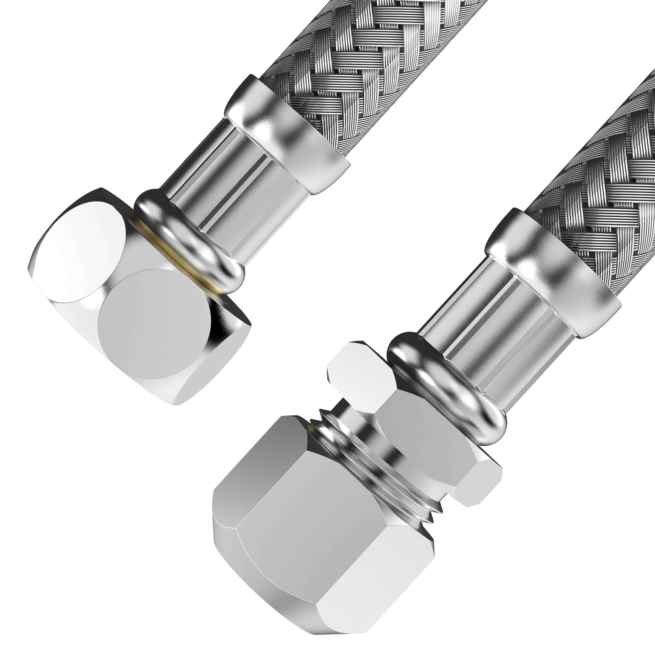 VARIOSAN Flexible Hose 17550, 10 mm QV x 3/8" ÜWM, 500 mm, Stainless Steel Sheath, DVGW Certified, Drinking Water, Flexible Armored Hose