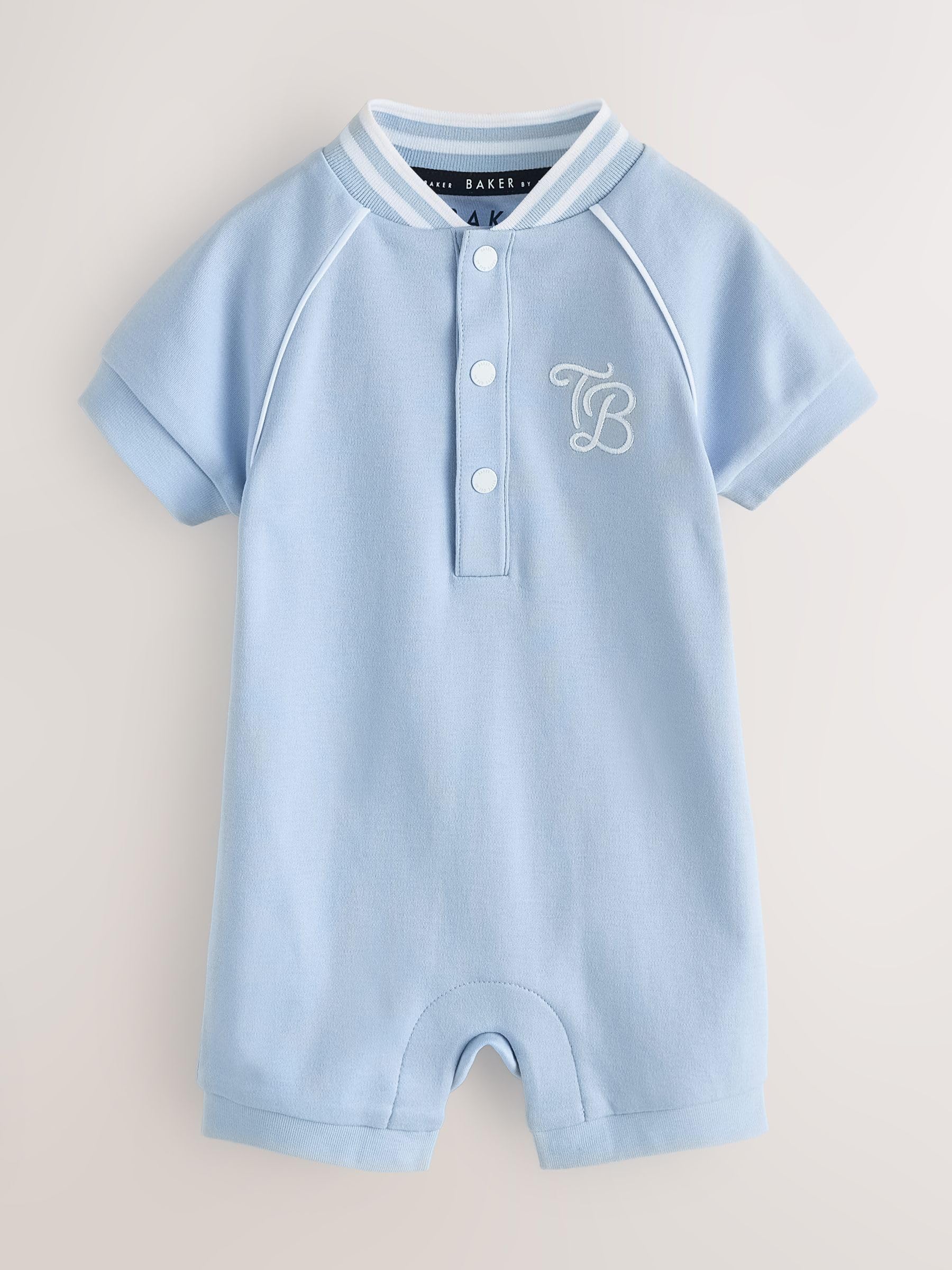 Noworodki chłopcy Zestaw 2 pajacyków w kolorze niebieskim/kamienia w stylu uniwersyteckim Baker by Ted Baker