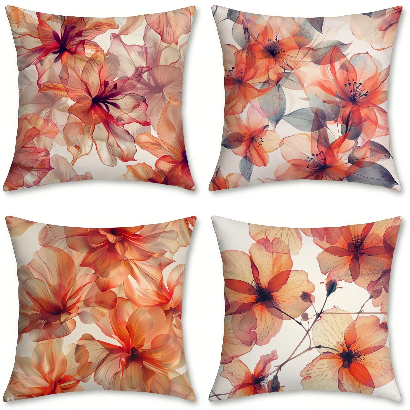 Fundas cojines 60x60 impermeables para exterior con 4 piezas de terciopelo de diseño abstracto