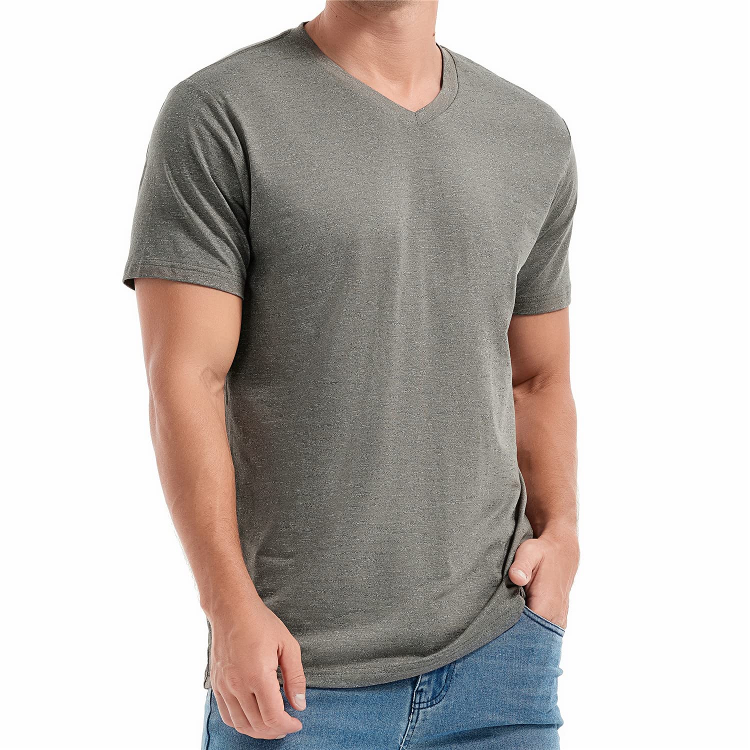 RONOMO Herren T-Shirt Basic T-Shirt mit V-Ausschnitt（V2）