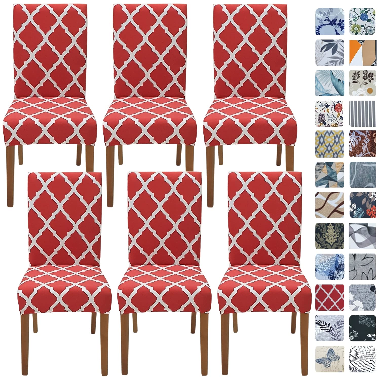 SPRINGRICO Chair Covers for Dining Room 6 Pack, Stretch Dining Chair Cover, Washable Spandex Kitchen Parsons Chair Slipcovers, Removable Seat Protector for Home or Party ( Set of 6, Wine RED ZEO) (B097Q598BR) Amazon Price History, Amazon Price Tracker