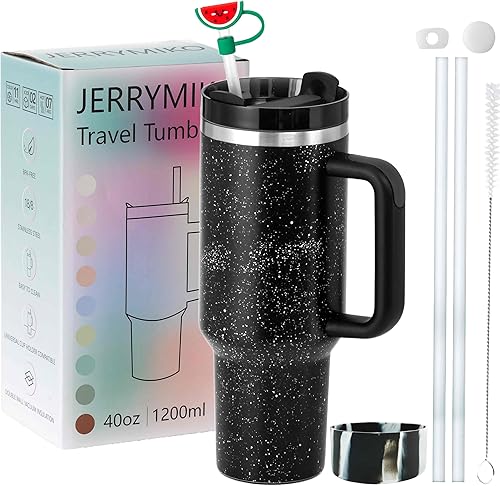 Miniatura 8 de Simpl Moder - Vaso de 40 onzas con asa y tapa con pajilla, vasos aislados al vacío de doble pared sellados al vacío, taza de viaje para bebidas