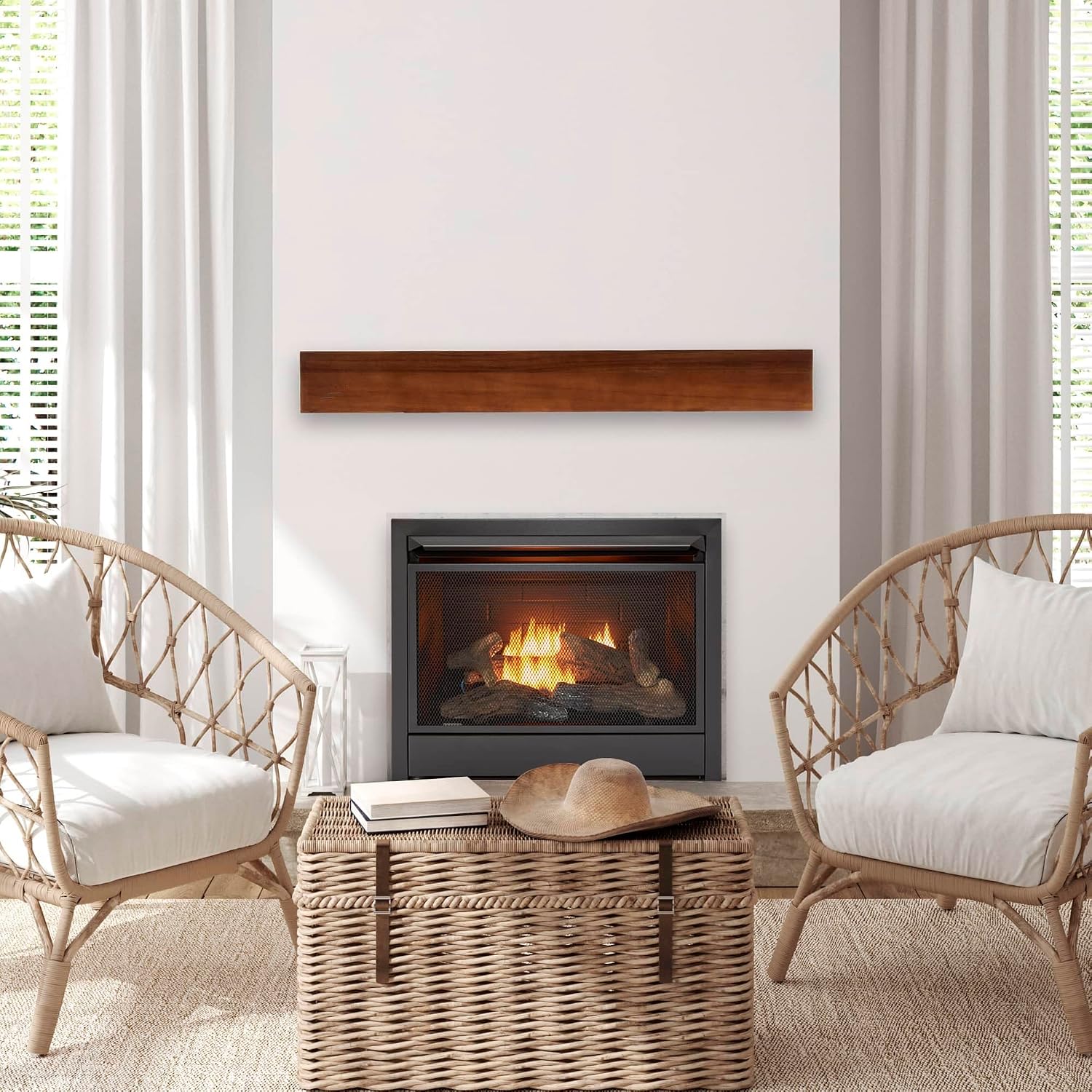 Duluth Forge 48in. Fireplace Shelf Mantel (Brown Finish)
