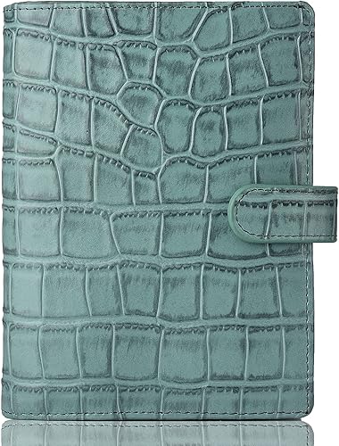 Miniatura 7 de Funda de cuero genuino para planificador A6 con ranuras para tarjetas, bolsillos con cremallera, funda organizadora personal, compatible con la