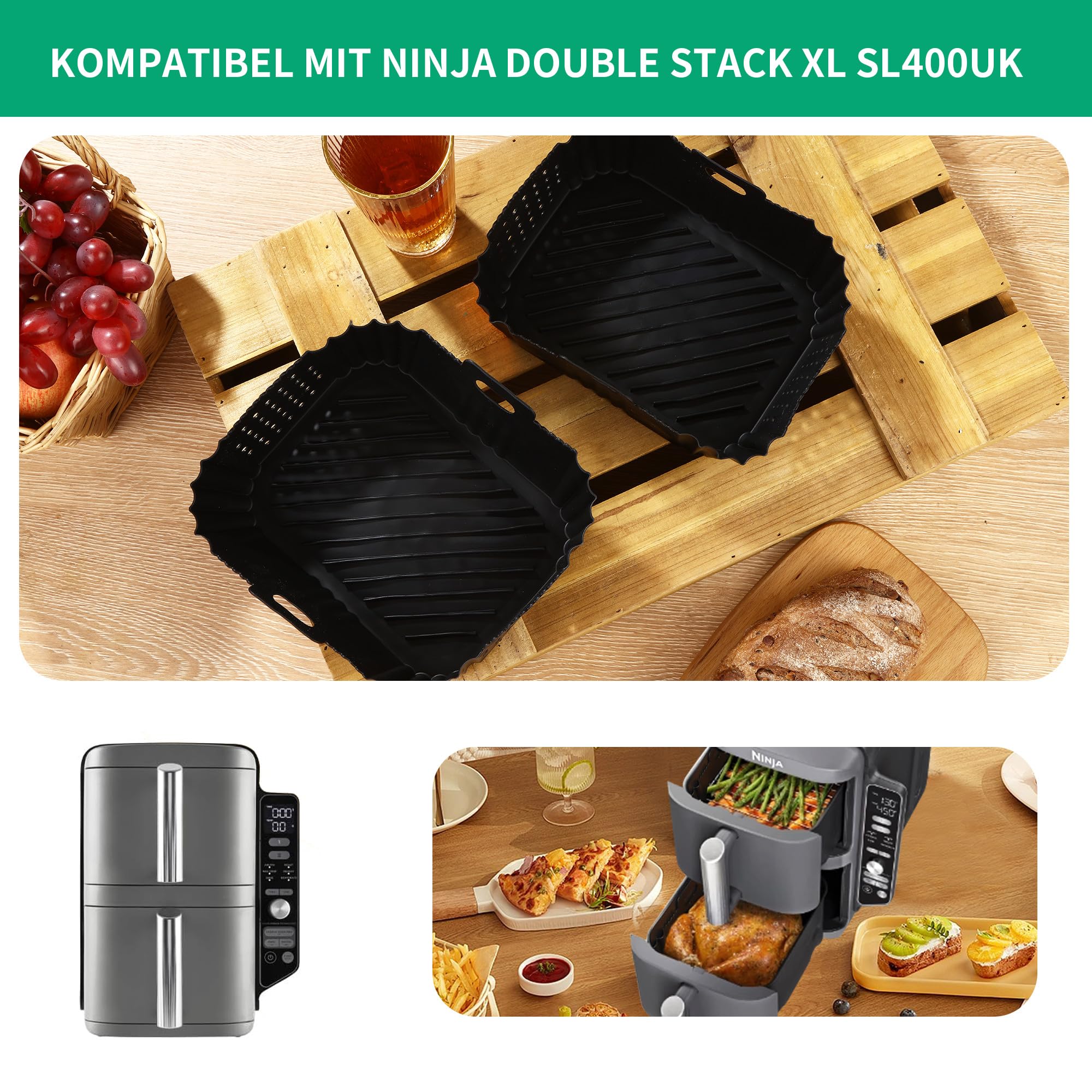 2 Stück HeißluftfritteuseZubehör für Ninja Double Stack XL