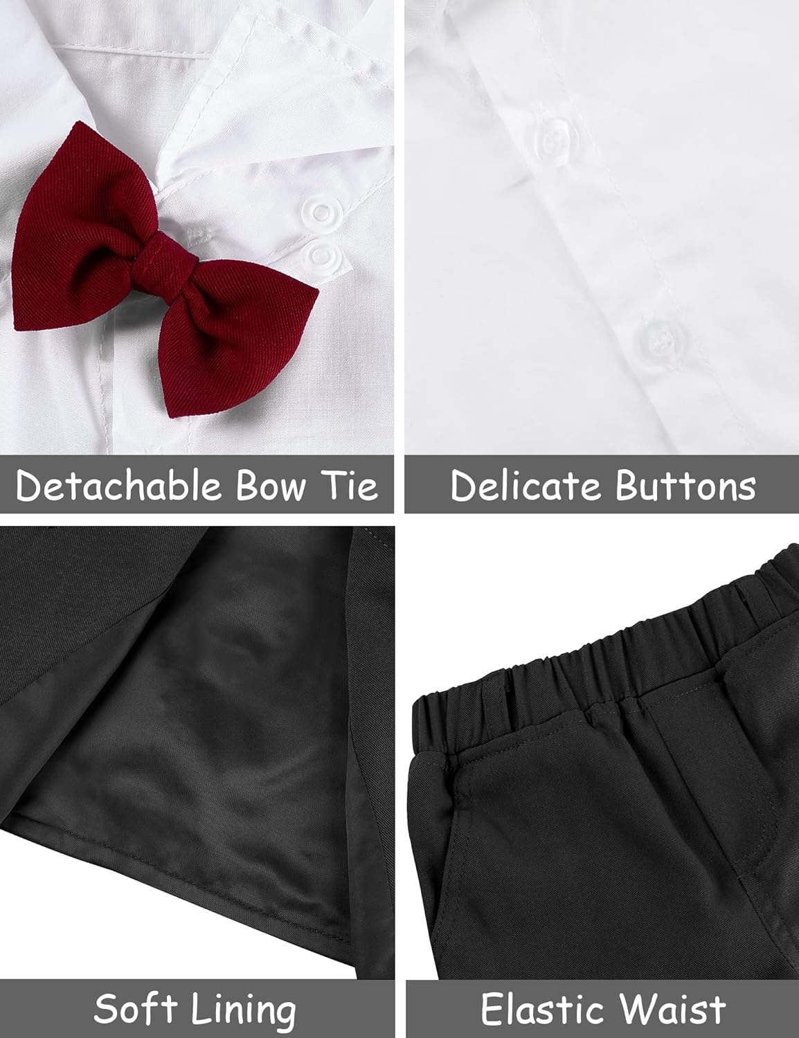 A&J DESIGN Baby Toddler Boys Gentleman Suit Set, 3pcs Outfits Shirts & Vest & Pants - Image 6