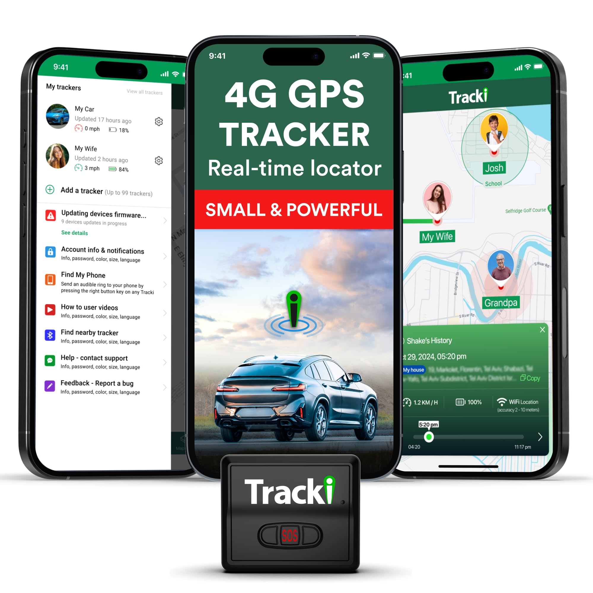 Tracki Mini 4G GPS Tracker for Car, Bike & Luggage - Magnetic - Real Time - Geo Fence Alerts - International Coverage - Long History Log - Waterproof Case - Long Battery Life - Subscription Required