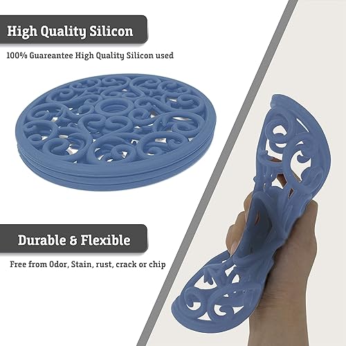 Miniatura 5 de Makerstep Juego de 3 alfombrillas de silicona para salvamanteles con diseño de corazón. Almohadillas calientes para encimera y mesa. Platos