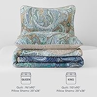 Vista 191 de DJY Juego de edredón de cachemira marrón, tamaño Queen, juego de colcha bohemia de 3 piezas, ropa de cama de microfibra suave y ligera con estampado