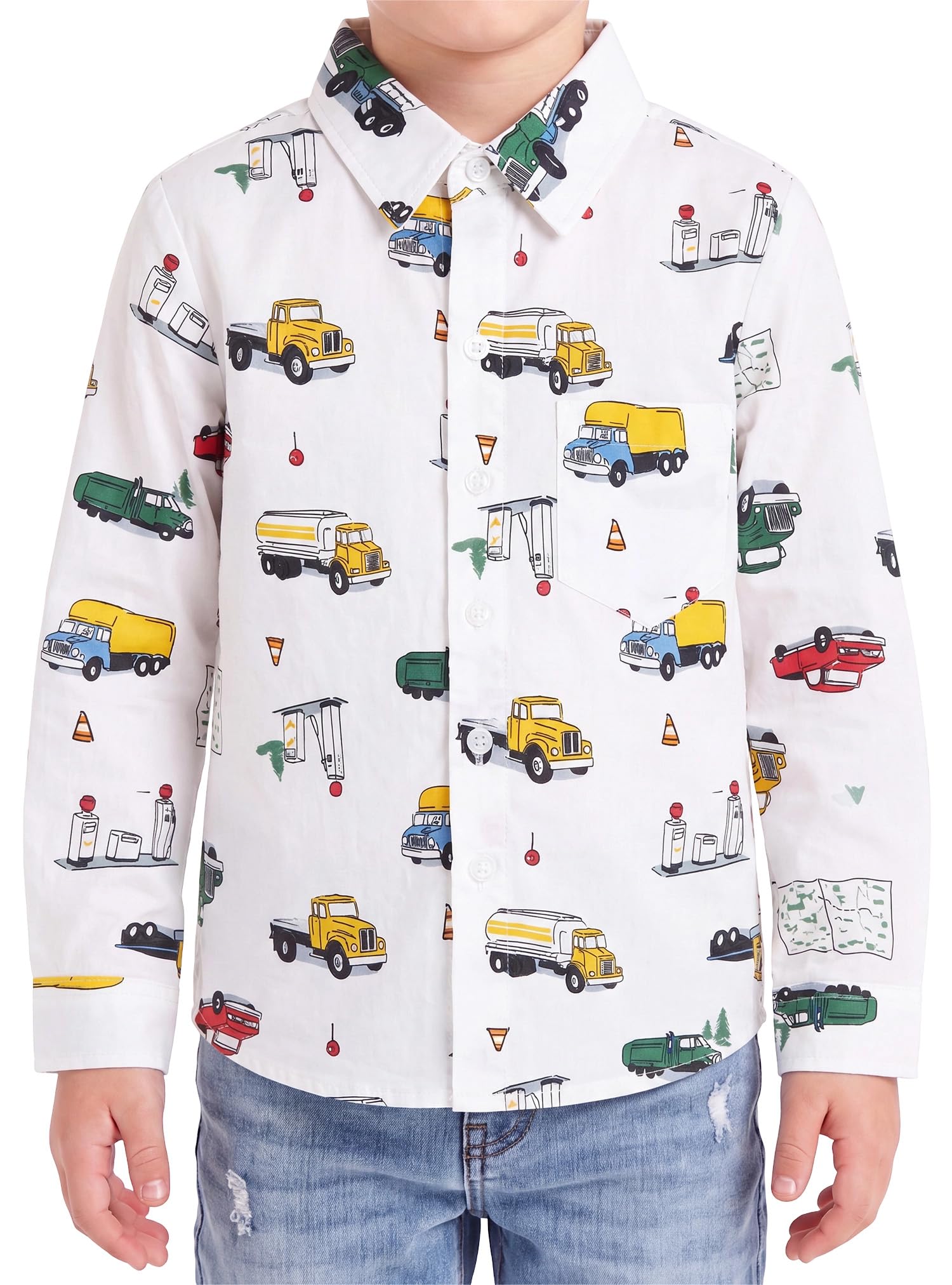 Boys Hawaiian Button Down Shirt, Pure Combed Cotton Short Sleeve Size 3-15Y