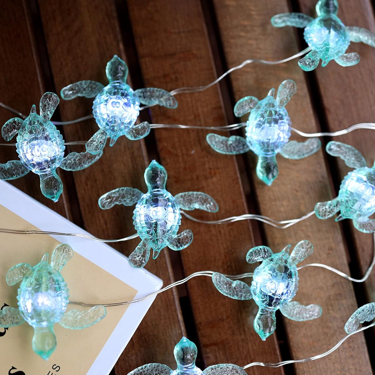 Beach Theme -Cute Green Sea Turtle String Lights- Ocean Fairy Decorative Lights- 10ft 30 LEDs -USB Powered -Multi-Function- Remote Control-Christmas -House Party- Bathroom -Baby Shower Decor