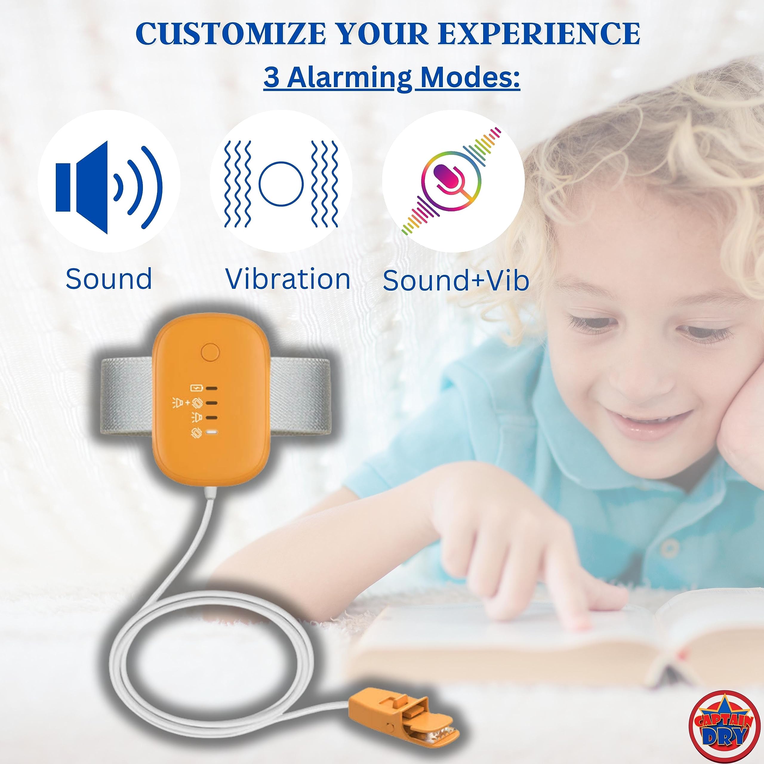 Bedwetting Alarm Rechargable for Boys and Girls Potty Training Older Children Pee Alarm Potty Timer Bedwetting Monitor Sensor Deep Sleepers Turn Move During Sleep Loud Sound Three Modes
