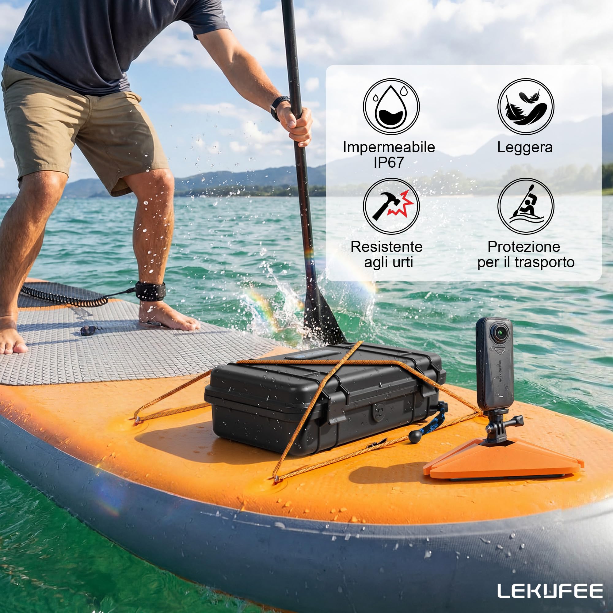 LEKUFEE Custodia Rigida Portatile Impermeabile per Insta360 X5,Insta360 X4 Air, Insta360 X4/X3 e accessori (solo custodia)