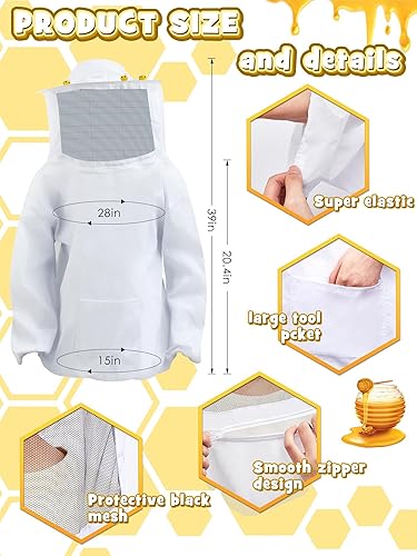 Miniatura 3 de Ramede Juego de 2 juegos de disfraz de abeja de Halloween, kit de chaqueta de apicultor de abeja, disfraz de apicultura, traje de apicultura,