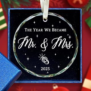 Wedding Gifts - Mr and Mrs Gifts - Wedding Gift Ideas for Couples 2025, Future Mr and Mrs Gift Ideas - 1st Bridal Shower Ornaments for Bride, Bride to Be - Glass Ornament 2025