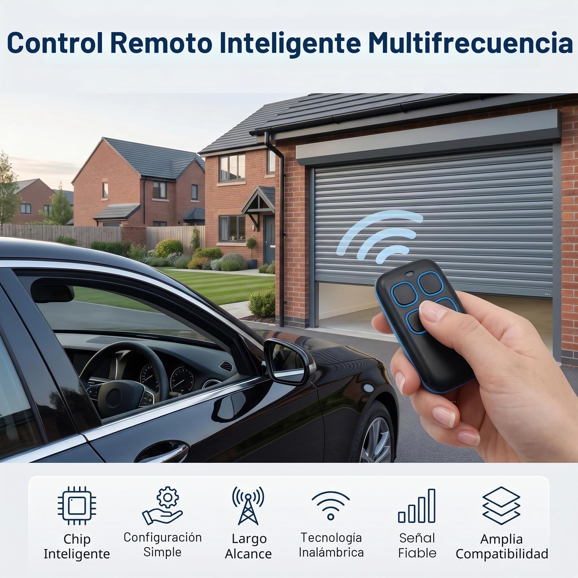 Mando a Distancia Universal 4 en 1, Rolling Code y Código Fijo para 280-868 MHz, Mando Copiador Impermeable para Coches, Puertas de Garaje, Persianas Enrollables, Automáticos, Azul