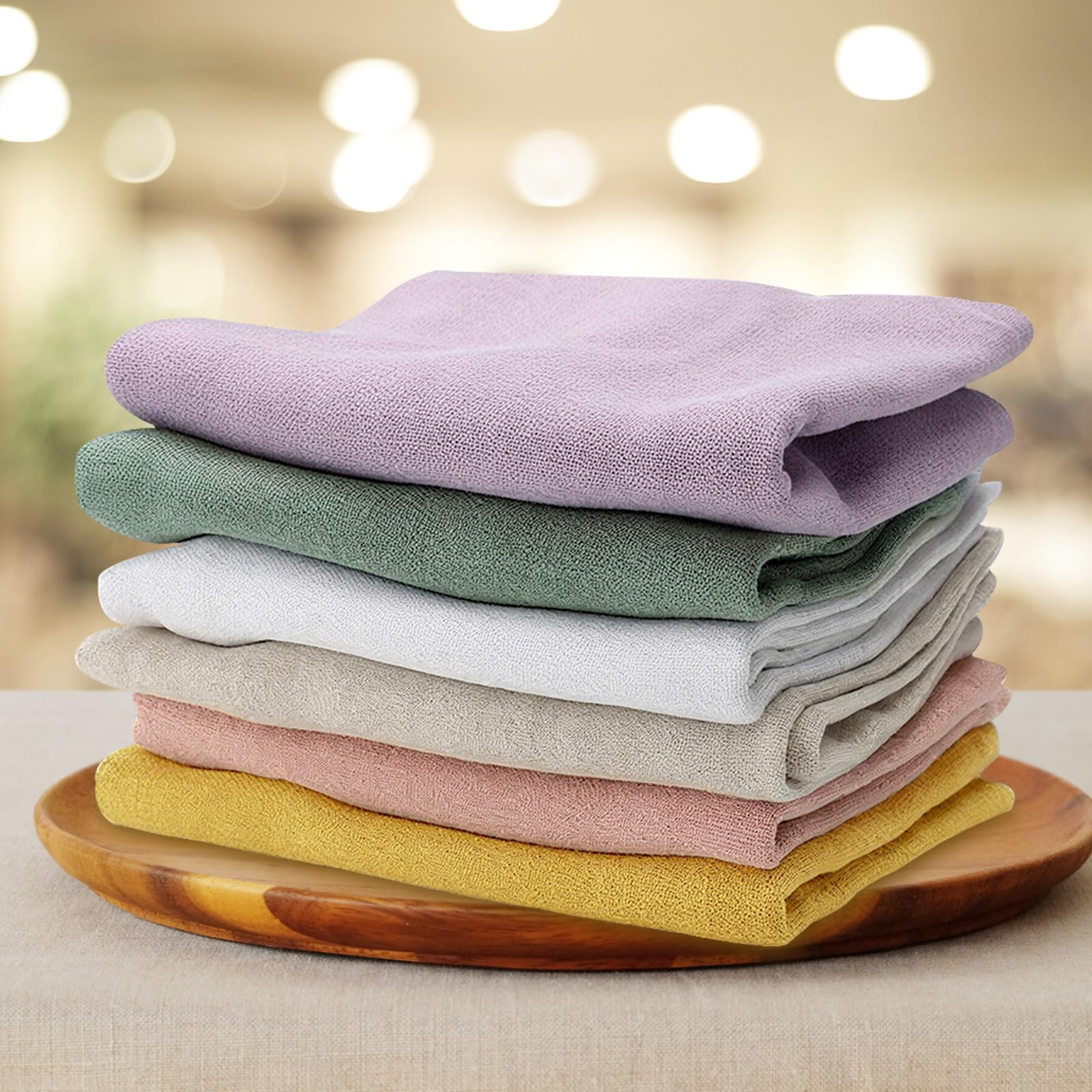 Set da 6 tovaglioli in lino, Tovaglioli riutilizzabili in tessuto, Lavabili in cotone 40x40 cm per eventi e uso domestico (malva chiaro, beige, bianco, senape, rosa cipria, verde pisello)