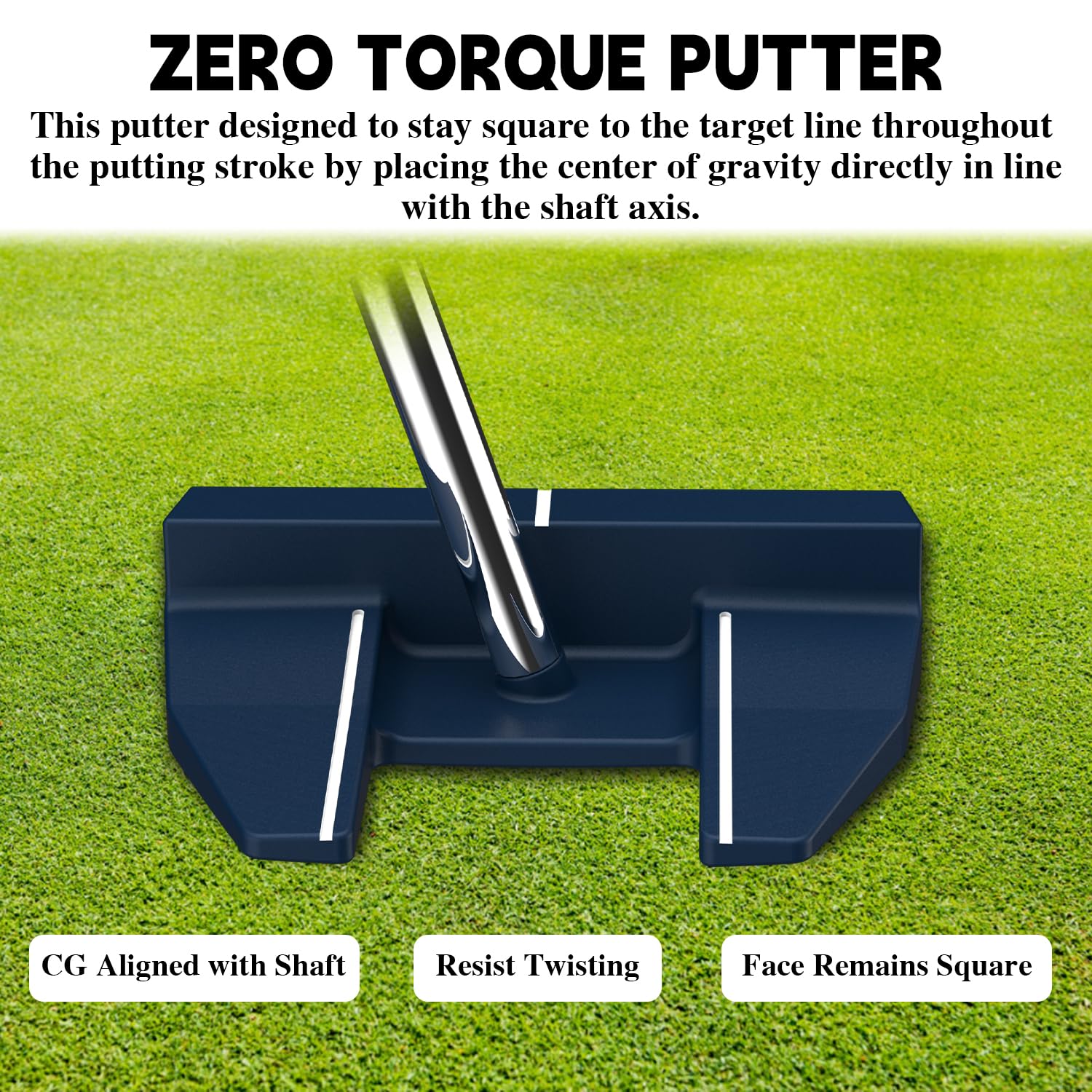 MAZEL Tour GS - Putter de golf para hombre, diestro, funda para cabeza de golf incluida