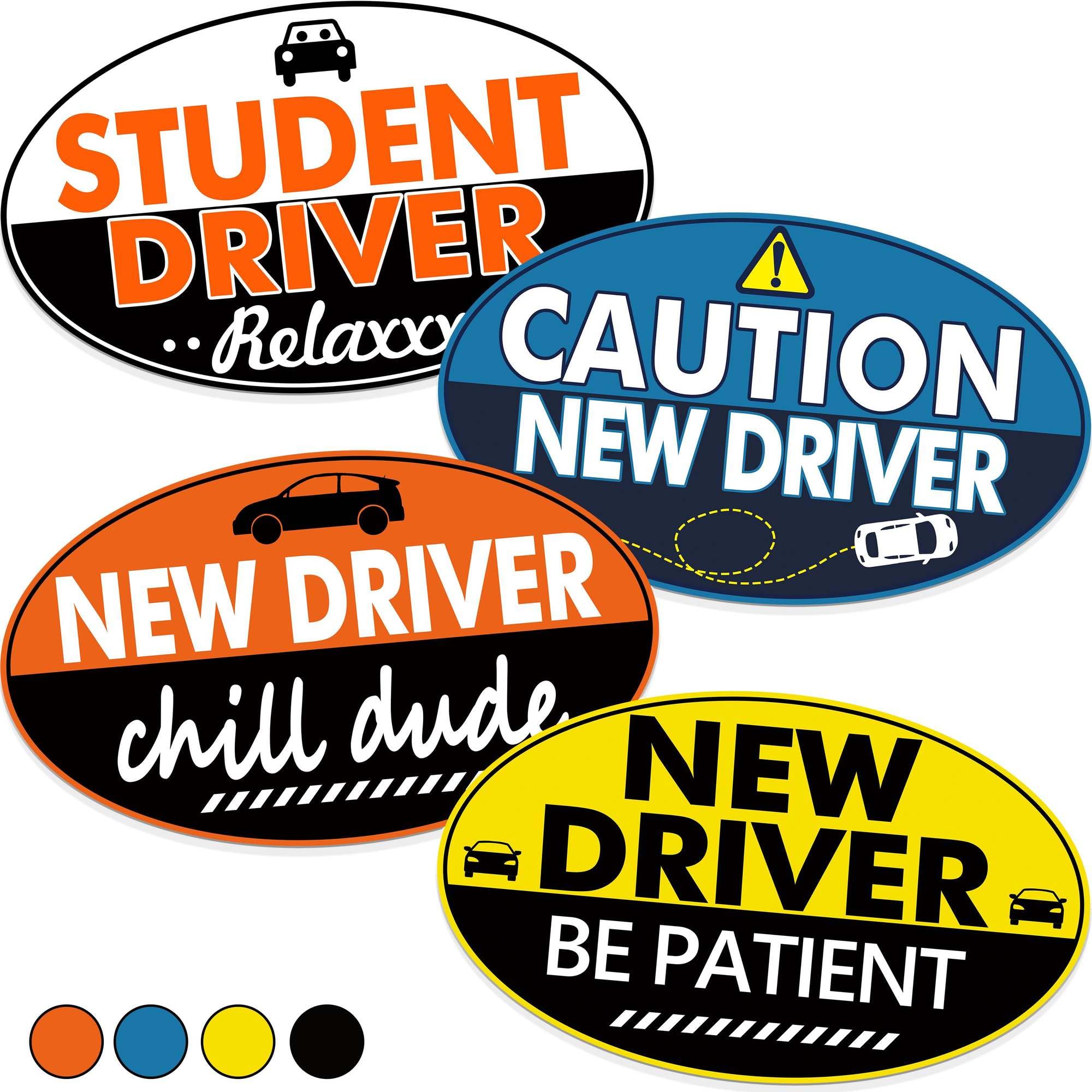 4Pcs Funny Student Driver Magnets - Reflective Safety Signs for Car