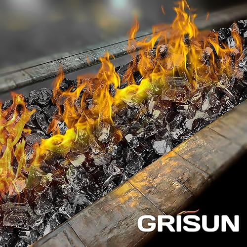 Miniatura 8 de GRISUN Onyx - Vidrio de fuego negro para hoguera, 20 libras de 12 pulgada, rocas de vidrio templado para chimenea natural o propano, seguro para