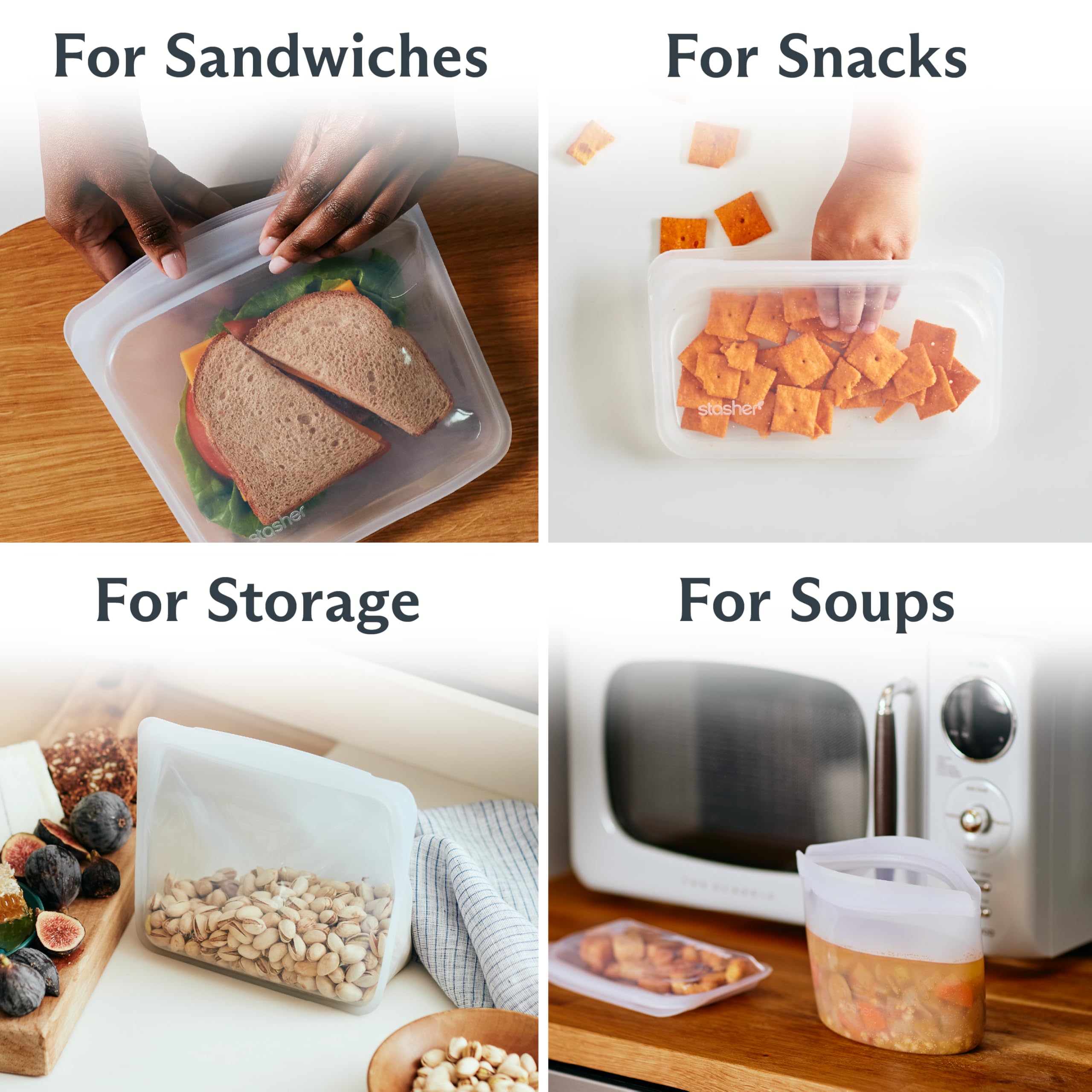 Stasher Silicone Reusable Storage Bags (4-Pack) Gallery Image