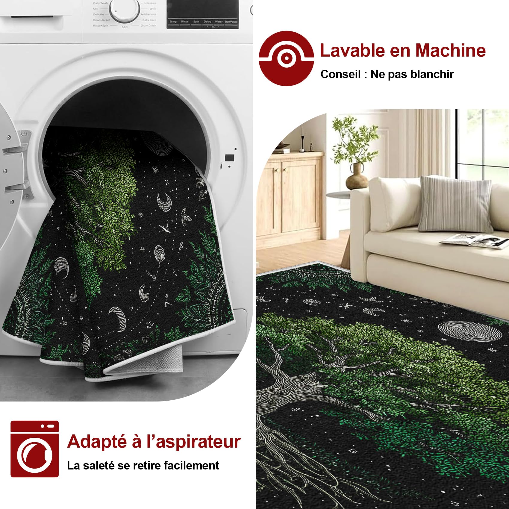 Générique Tapis Salon 120x160 Motif Arbre de Vie Tapis Chambre