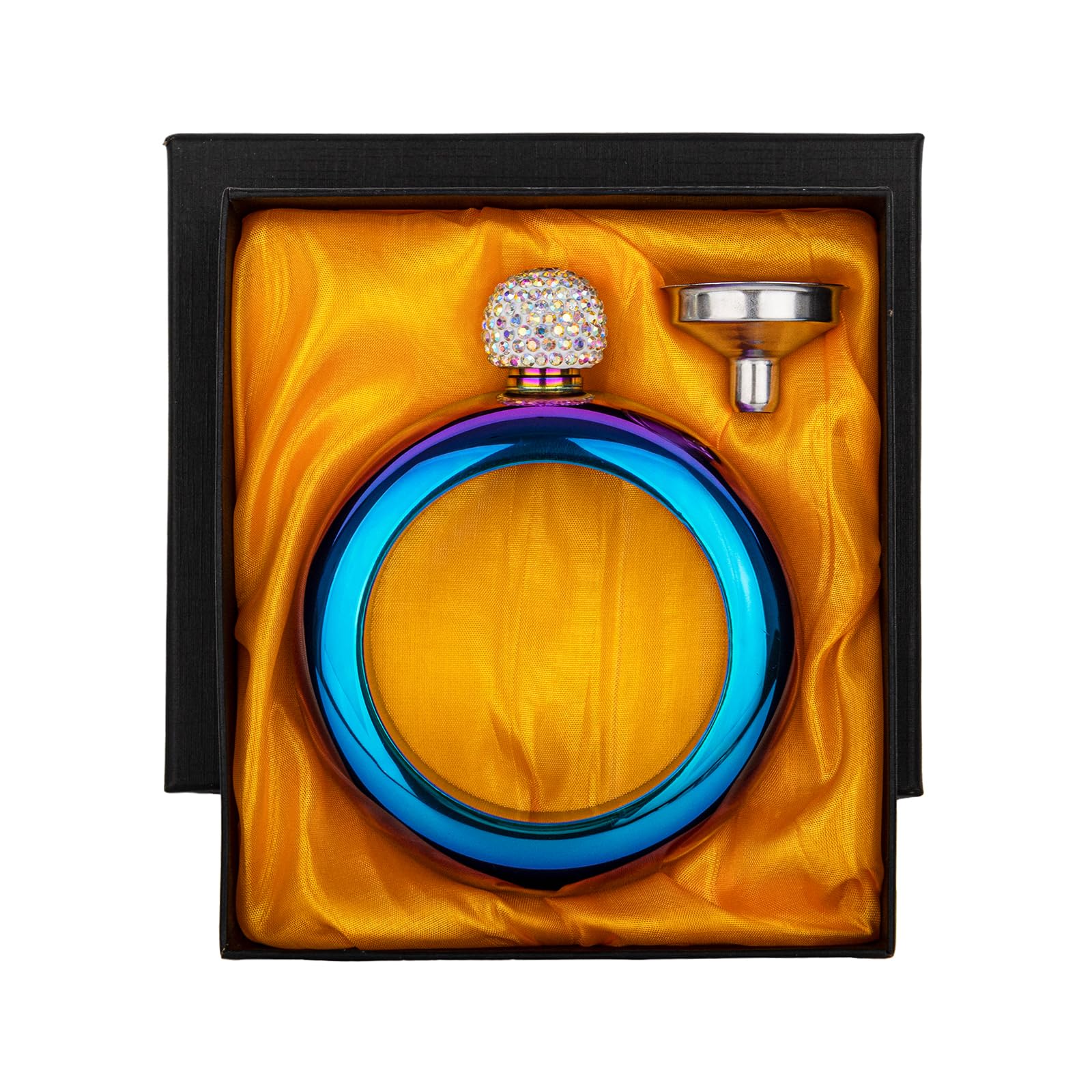 TOPTIE Fiaschetta da Polso da 3,5 Once, Bracciale Fiaschetta donna in Acciaio Inossidabile con Coperchio in Cristallo con Imbuto per Regalo