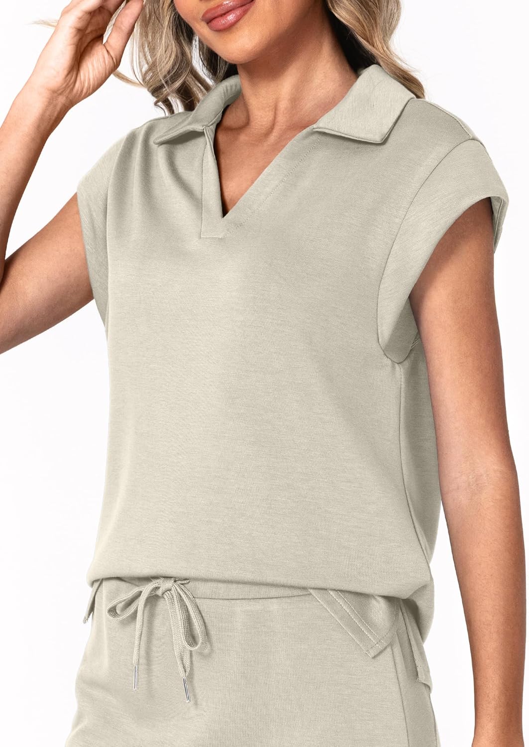 Casly Lamiit Womens Two Piece Skirt Sets Tennis Outfits Casual Cap Sleeve Lapel Shirt Summer Athletic Sport Short Skort Set - Image 2