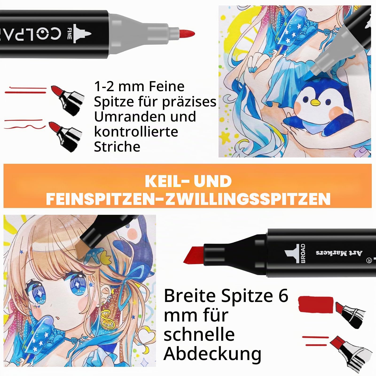 colpart 262 Farben Alkohol Marker Set – Dual Tip Art Marker Stifte für Professionelle Künstler, Illustration & Design – Inkl. Tragetasche – Premium Set für Erwachsene