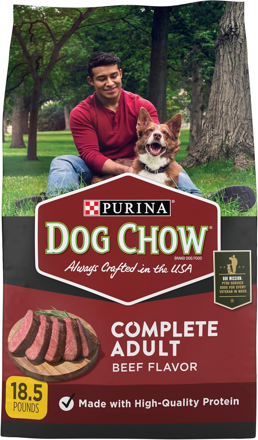 Purina Dog Chow Complete Adult Dry Dog Food Kibble Beef Flavor - 18.5 lb. Bag