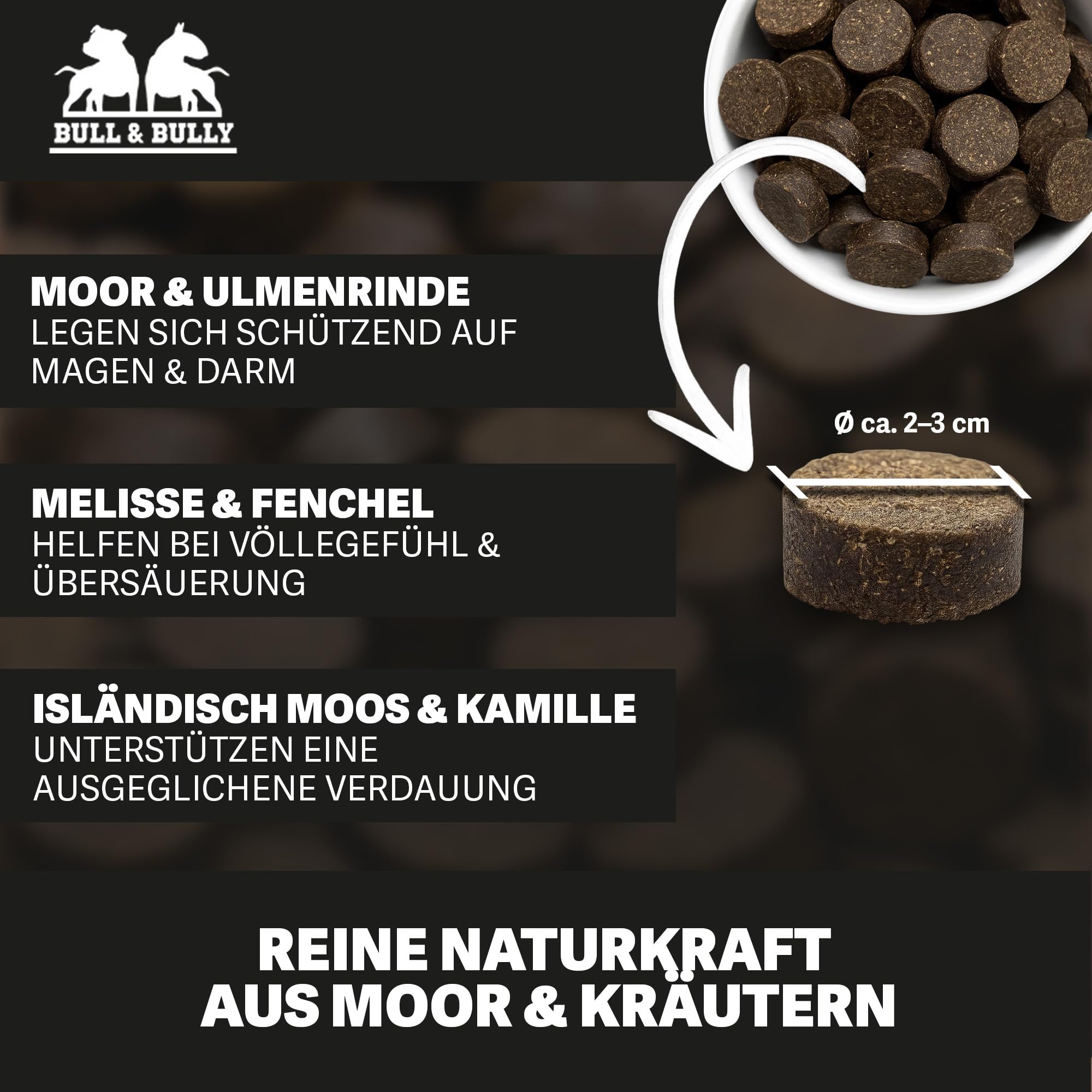 BULL & BULLY – Gras und Kotfresser Drops Hund 350 g (150 Drops) – Gesunde Hundeleckerli gegen Gras- & Kotfressen – Leckerlis Hund zur Unterstützung von Magen & Darm – Anti-Kotfresser Leckerli Hund