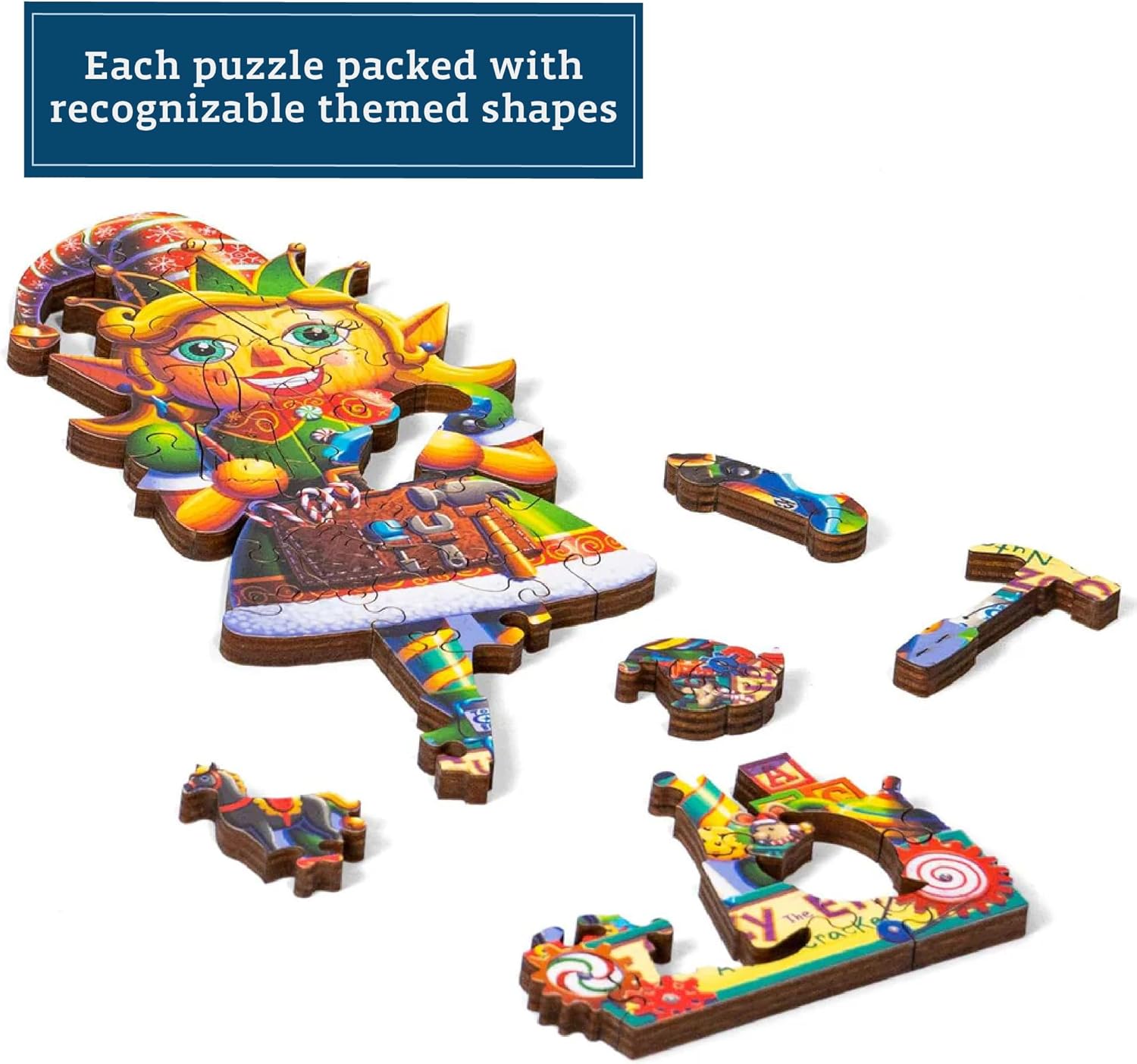 Boardwalk Puzzles Luxury Wood Puzzle - Suzy The Elf - Fun Size 32 Pieces - Engaging Wooden Puzzle Activity Adults