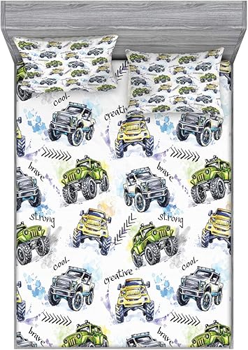 Miniatura 76 de Ambesonne Juego de sábanas bajeras y fundas de almohada occidentales, sombrero de vaquero con temática del salvaje oeste y cuerda de ganadería vieja