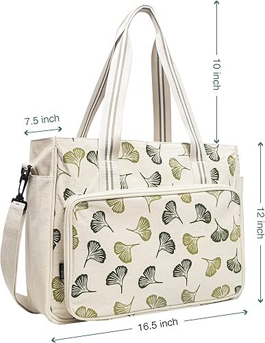 Miniatura 6 de LAVIEVERT Bolsa para proyectos de bordado, bolsa de almacenamiento para kits de bordado con múltiples bolsillos para ganchillo, hilo de bordado y