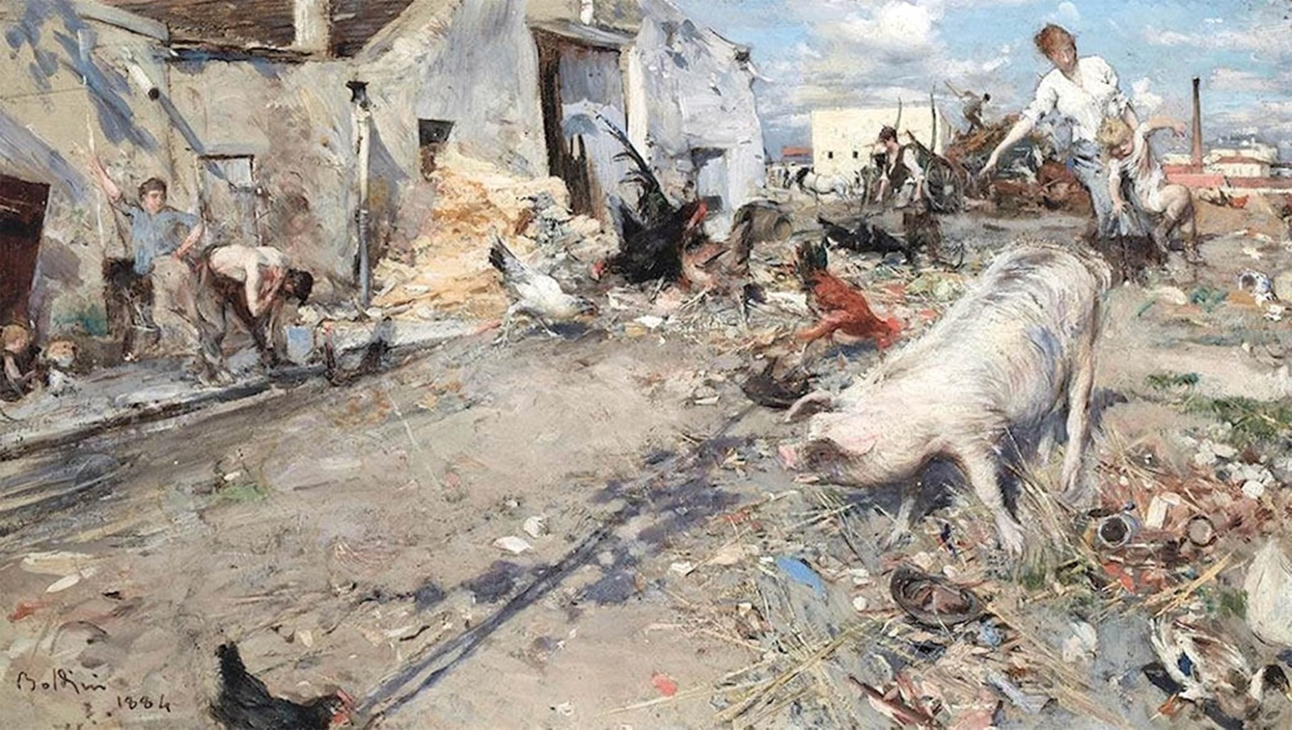 ARTXLXXBN Famous Print Painting Colorful Art Print Farmyard by Boldini Canvas Art Decorations for Home Decor 60x90cm