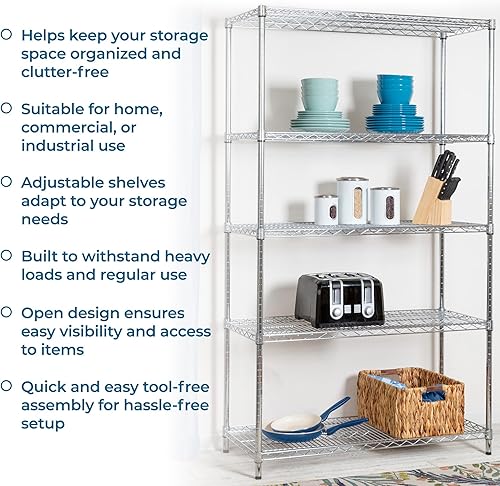 Miniatura 5 de Honey-Can-Do - Estantería ajustable de grado comercial Negro,cromado,Blanco