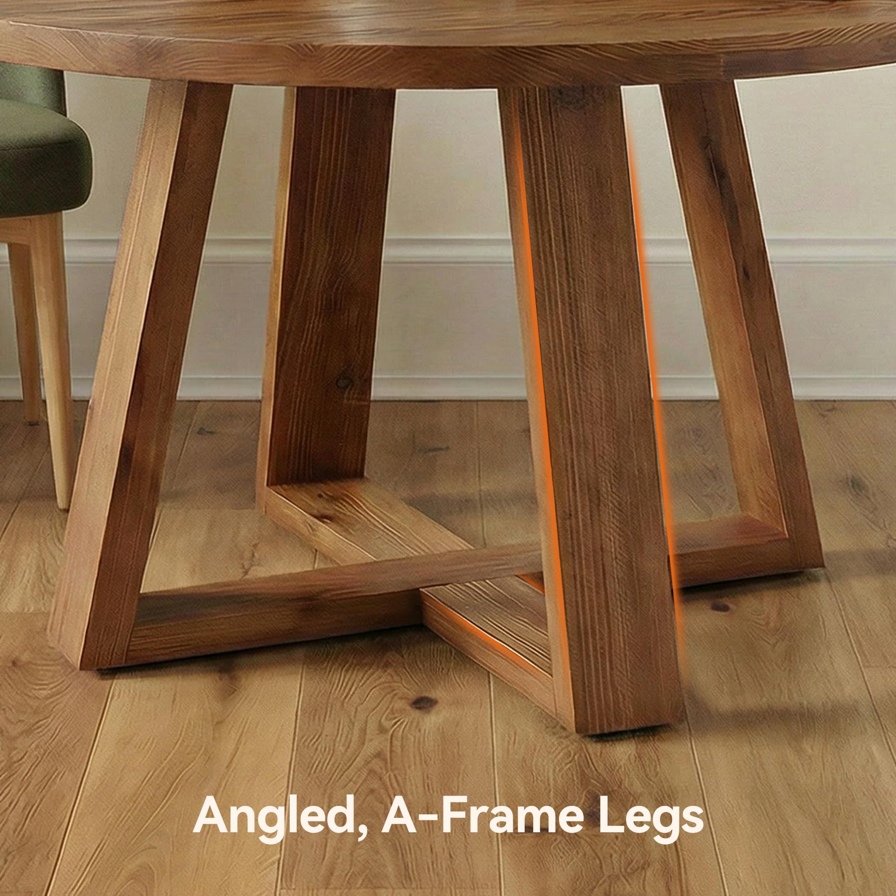Runder Esstisch 120 cm Massivholz – Landhausstil Küchentisch für 4 Personen, rustikaler Holztisch mit stabilen A-Beinen & Warmer Eichenoptik für Esszimmer, Küche, Wohnzimmer