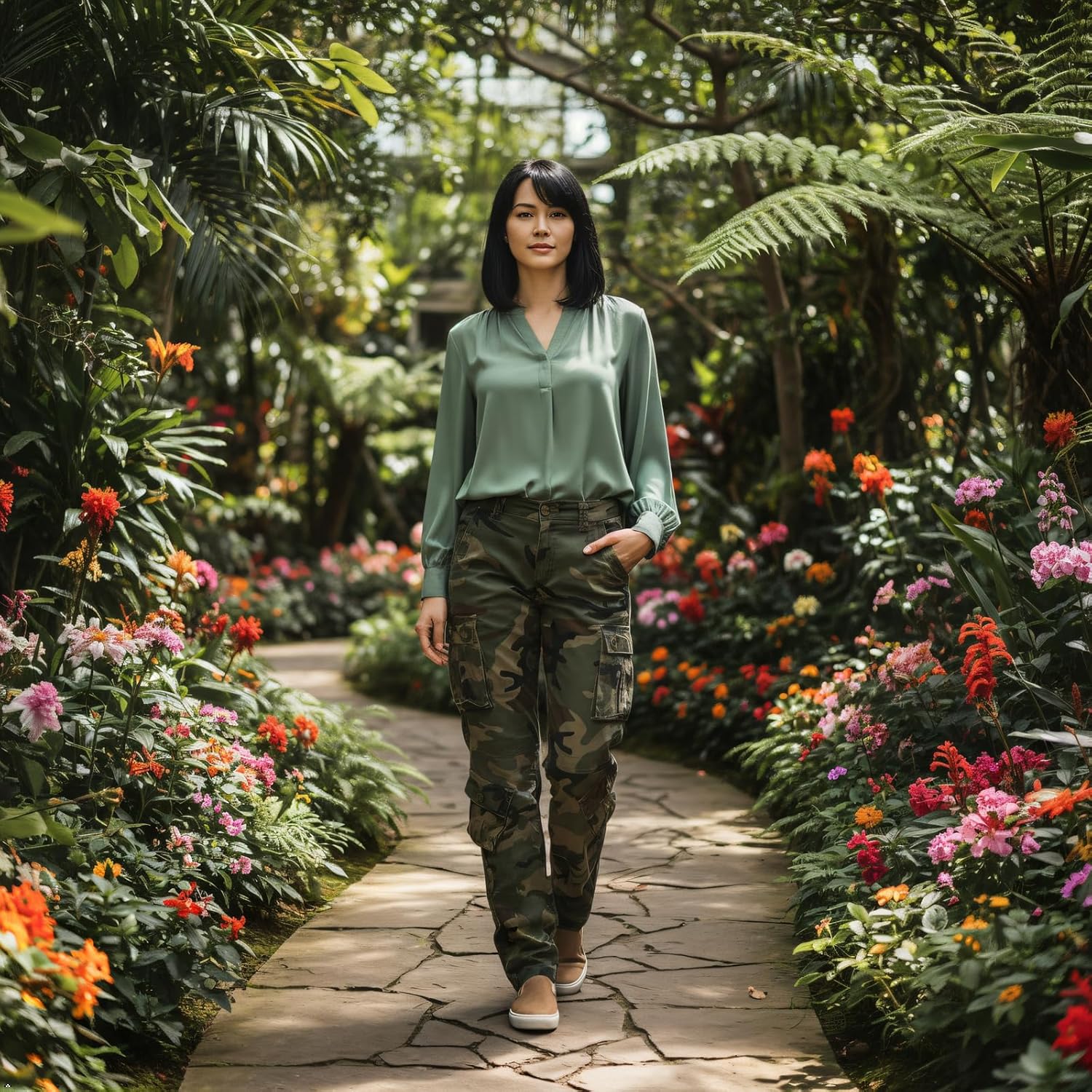 Mesinsefra Women's Cotton Casual Cargo Pants Military Army Tactical Combat Work Trousers with 8 Pockets - Image 3