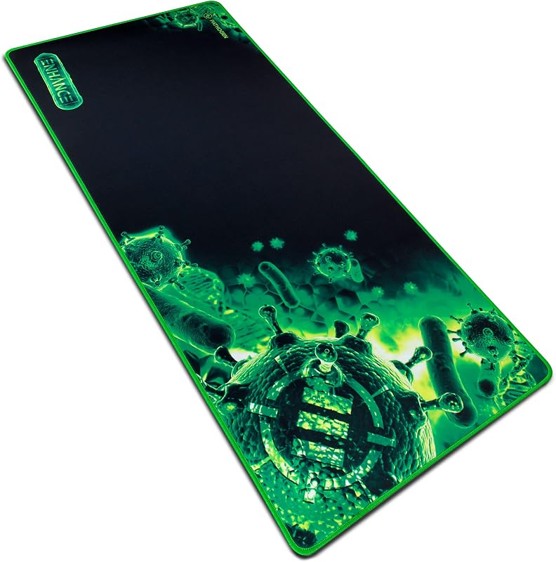 Alfombrilla de ratón para juegos grande extendida - Alfombrilla de ratón XL (31,5" x 13,75") Costuras antidesgaste para deportes electrónicos profesionales con superficie de seguimiento de baja fricción y respaldo antideslizante - Verde