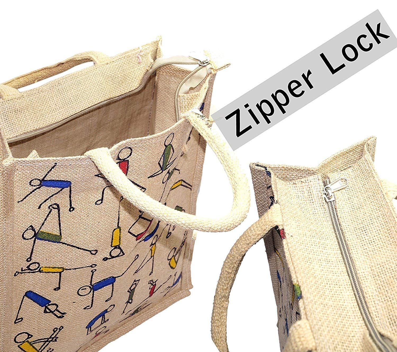 AMEYSON Best Quilty Jute Bag for Men Women & Children Use It for Office, Lunch Box,Shopping,Grocery, etc Eco-Friendly Bag Combo (4) 3