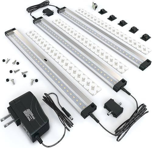 3 paneles de iluminación LED para debajo del gabinete EShine con sensor infrarrojo Activación con movimiento de mano brillante fuerte y estable