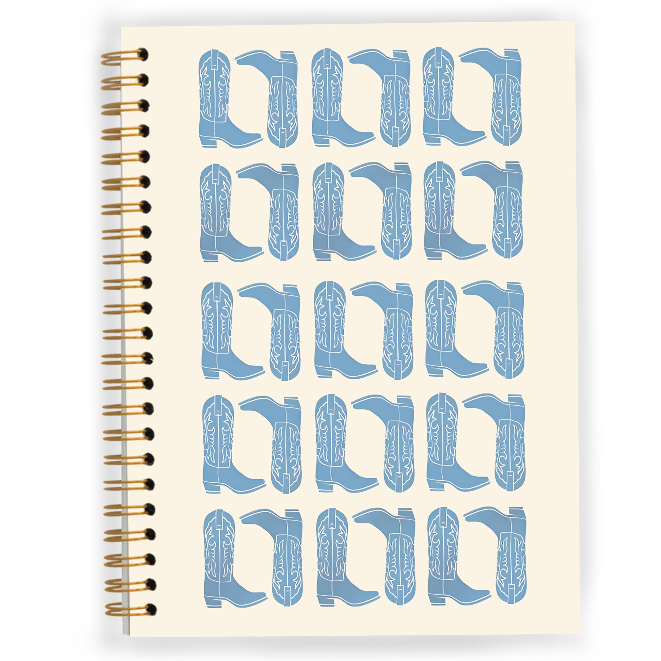 JWVK Long Live Cowgirls Western Notebook, Retro Blue Western Boots Aesthetic Spiral Notebook 5.5x8.3, Cowgirl Gifts for Women, Preppy Office Supplies,