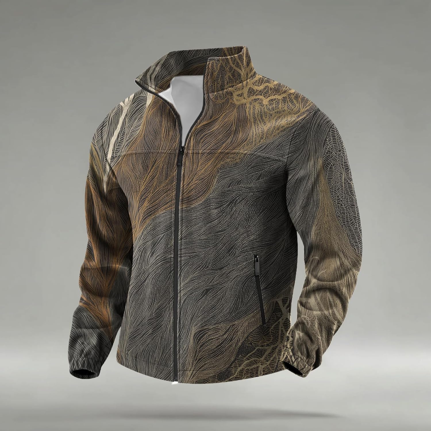 Mens Novelty Print Full-Zip Fleece Hoodie Big and Tall Stylish Trendy Casual Gym Training Warm Sweatshirt - Image 2