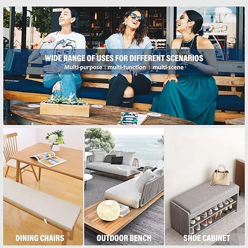 Miniatura 7 de sutailocus Cojín de banco de doble tubería para exteriores, cojines de banco personalizados para muebles de interiorexterior, para ventana, piano,