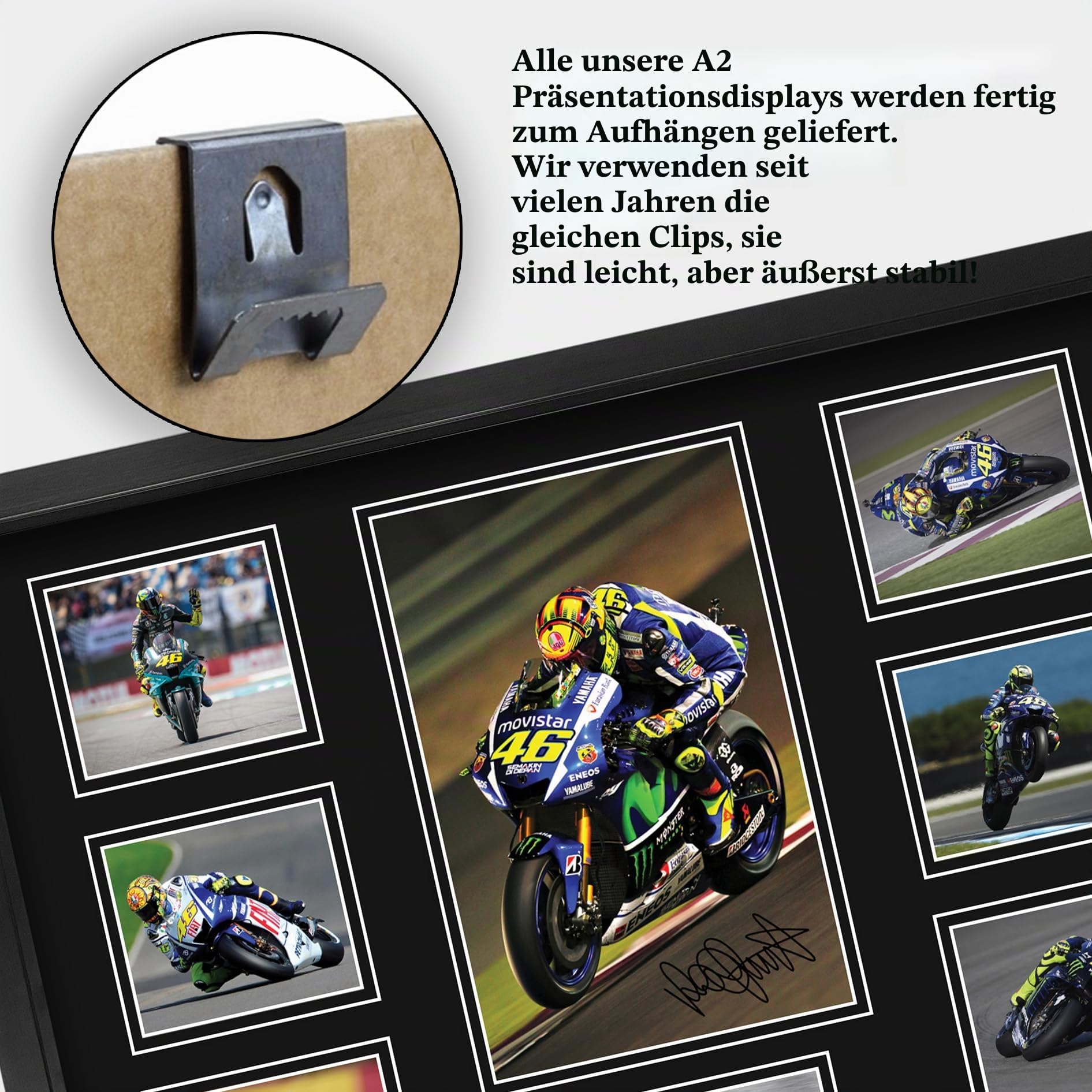 HWC Trading Valentino Rossi Geschenke Gedrucktes Signiertes Autogramm Foto für MotoGP Fans - A2 Gerahmt (ID-006601)
