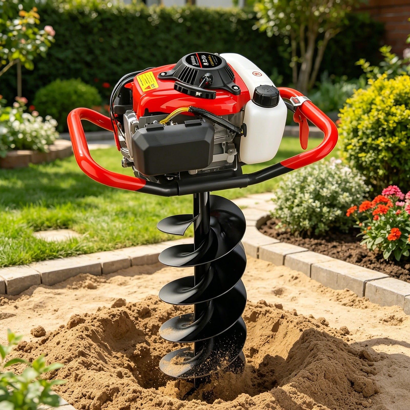 Agujero de Tierra de 999 CC con Motor de Gasolina de 4 Tiempos y 999 CC. Perforadora de Tierra de 8/10/12/15/20/25/30 cm, Resistente, para Granja, Jardín, Paisajismo 25cm