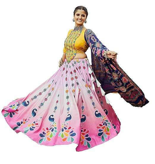 Women's Maslin Cotton Diwali Wedding Festival Function Lehenga Choli With Dupatta