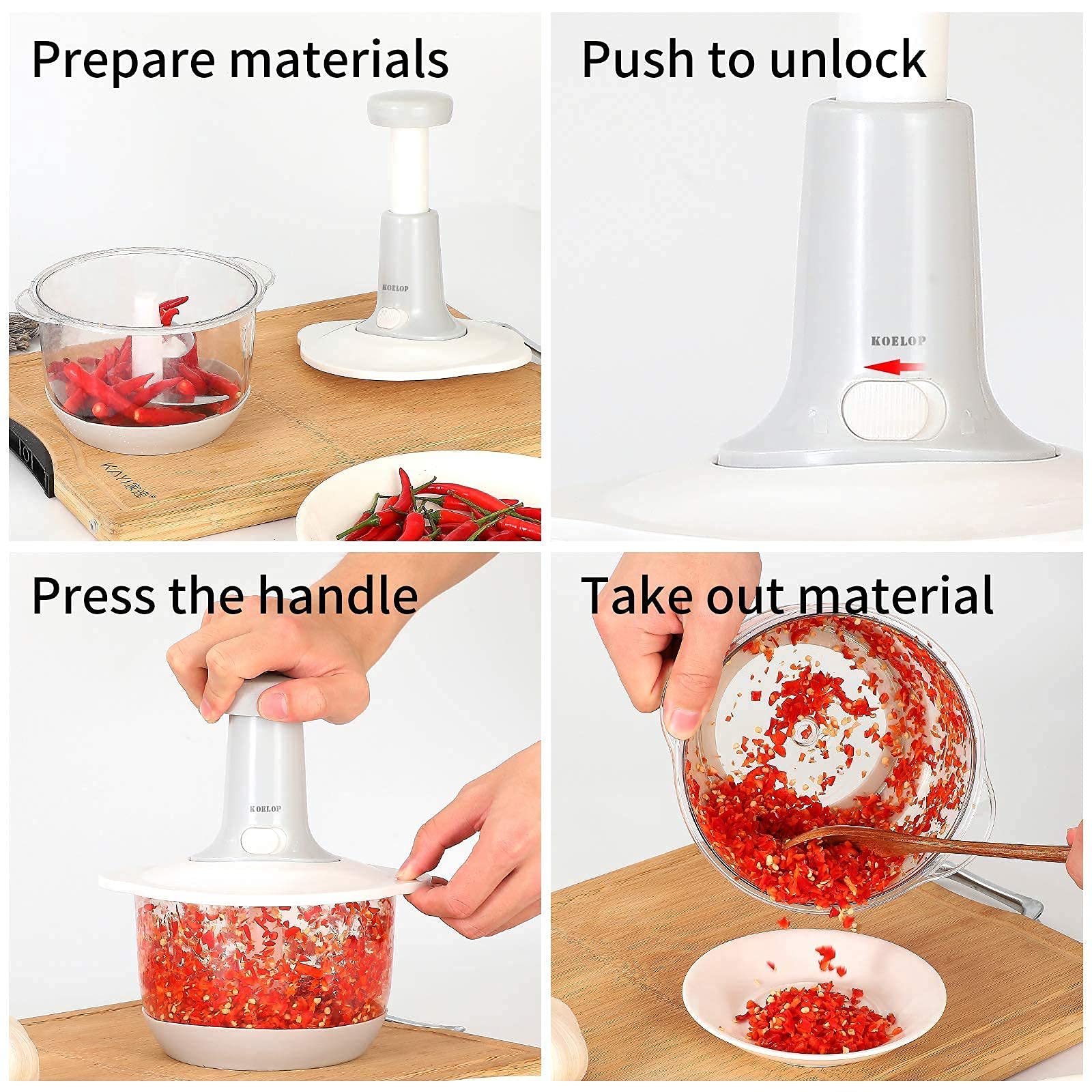 koelop Food Chopper with 1.8L Powerful Manual Food Chopper Handheld